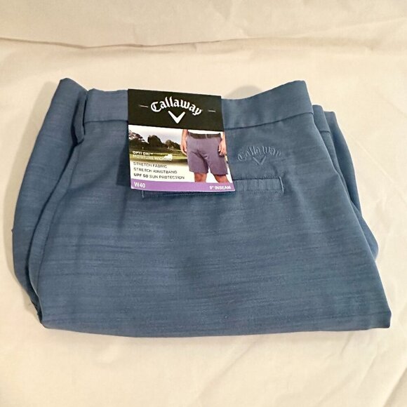New Callaway Golf Shorts Size W40 Blue Opti-Dri Moisture Wicking Stretch Dressy - Picture 2 of 15